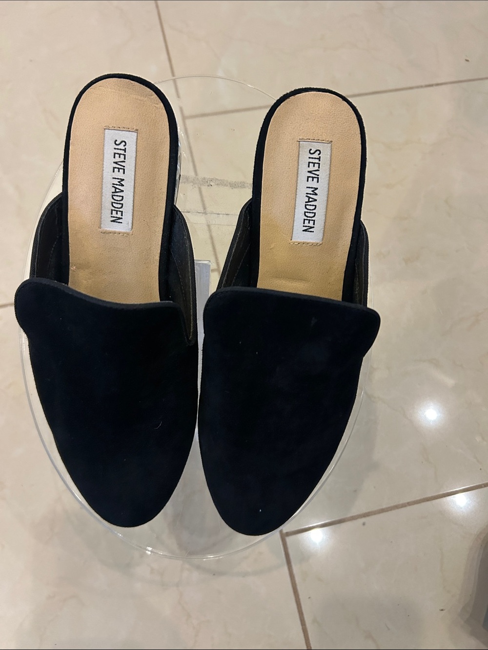 Steve Madden Black Suede Slip-On Mules